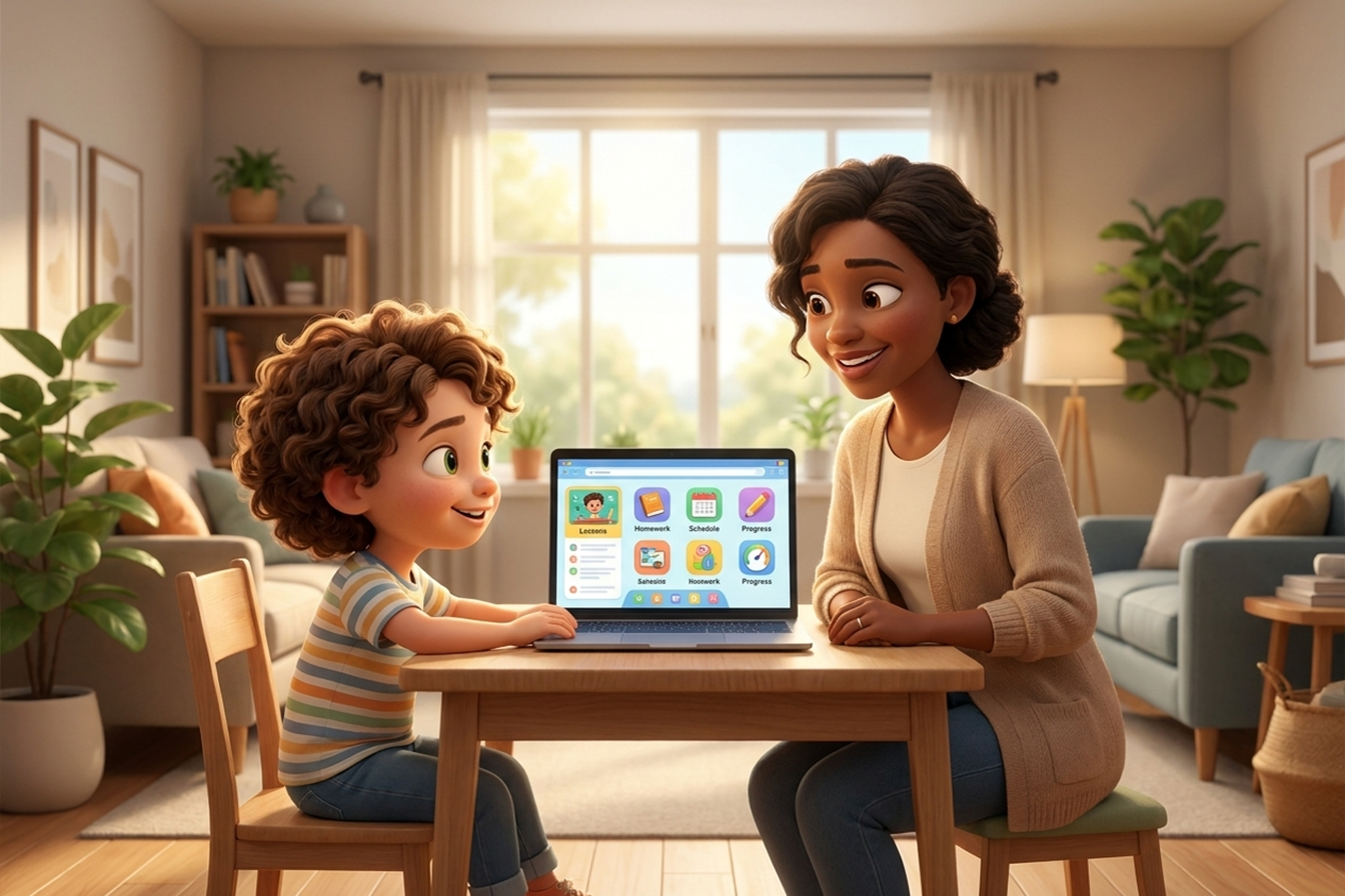 طفل يطلب المساعدة من المعلمة باللغة الإنجليزية في الفصل