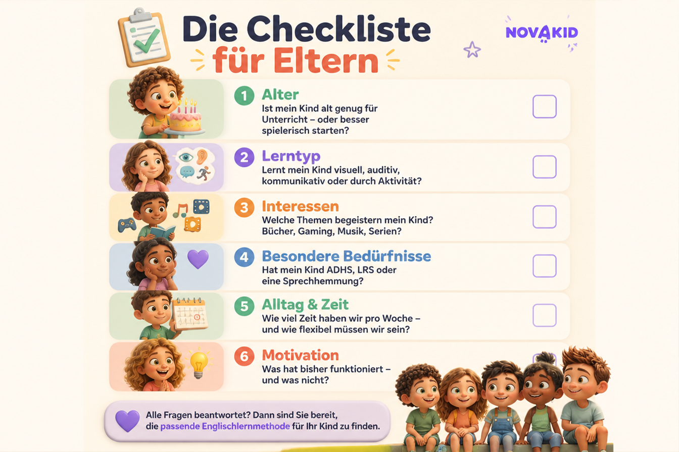 Checkliste- Englisch lernen für Kinder - worauf Eltern achten sollten