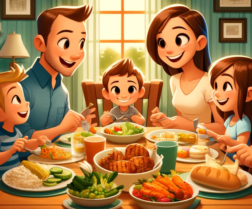 aile birlikte yemek yiyor